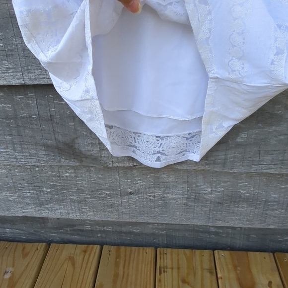 NWT N Touch Blouse lace Overlay White Pure Neck Round Short sleeves Size Small - Picture 10 of 10